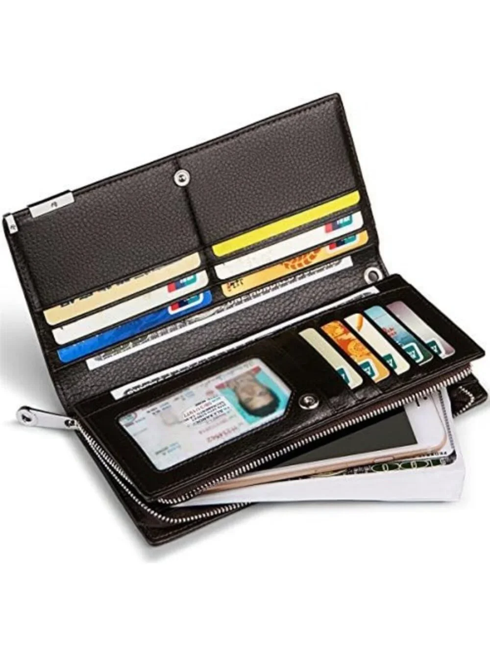 Stylish Leather Bifold Wallet for Men | RFID Blocking, Zipper Closure, Slim